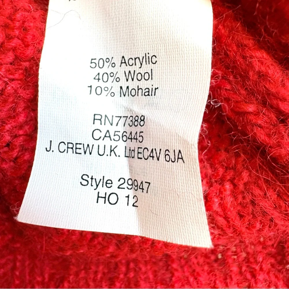 J. Crew Red & Navy Sequin Wool Mohair Blend Crewneck Sweater Small